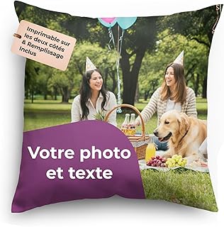 Coussin Personnalisé avec Photo et Texte, 35 × 35 