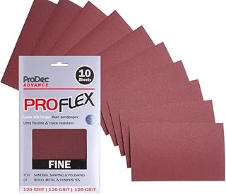 ProDec Advance Papier abrasif Advance, 10 feuilles, grain fin Proflex, ultra flexible et résistant aux fissures, résistant aux fissures, pour le ponçage du bois, 9 x 4,5 pouces, 230 x 140 mm