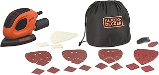 BLACK+DECKER 55W, Ponceuse de détail Mouse - Sac de rangement avec 10 accessoires - BEW230BCA-QS