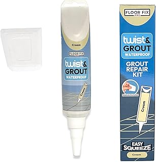 Twist & Grout Reviver De Floor-Fix Pro - Réparation Rapide Des Carreaux De Salle De Bain/Douche/Cuisine - Kit De Restauration De Carreaux Prémélangé, Durable Et Imperméable (Crème)