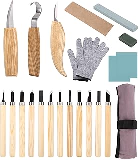 JOFLVA Couteau Sculpture Bois, 22 Pièces Outils Sculpture Sur Bois, Ciseaux Bois Outils De Sculpture, Amélioré Ciseaux Bois Pour La Sculpture Sur Bois,Pour Débutants Menuisier Sculpteurs.